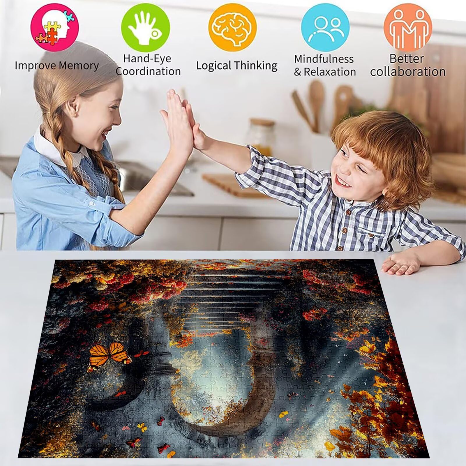 Puzzle 2000 elementów leśnych dorosłych motyl 100 x 70 cm rzemiosło klasyczne 3D drewniana układanka do rodzinnych gier aktywności, układanka do samodzielnego wykonania, do dekoracji ścian domu