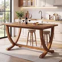 Solid Wood Counter Height Table, 59" High Top Dining Table