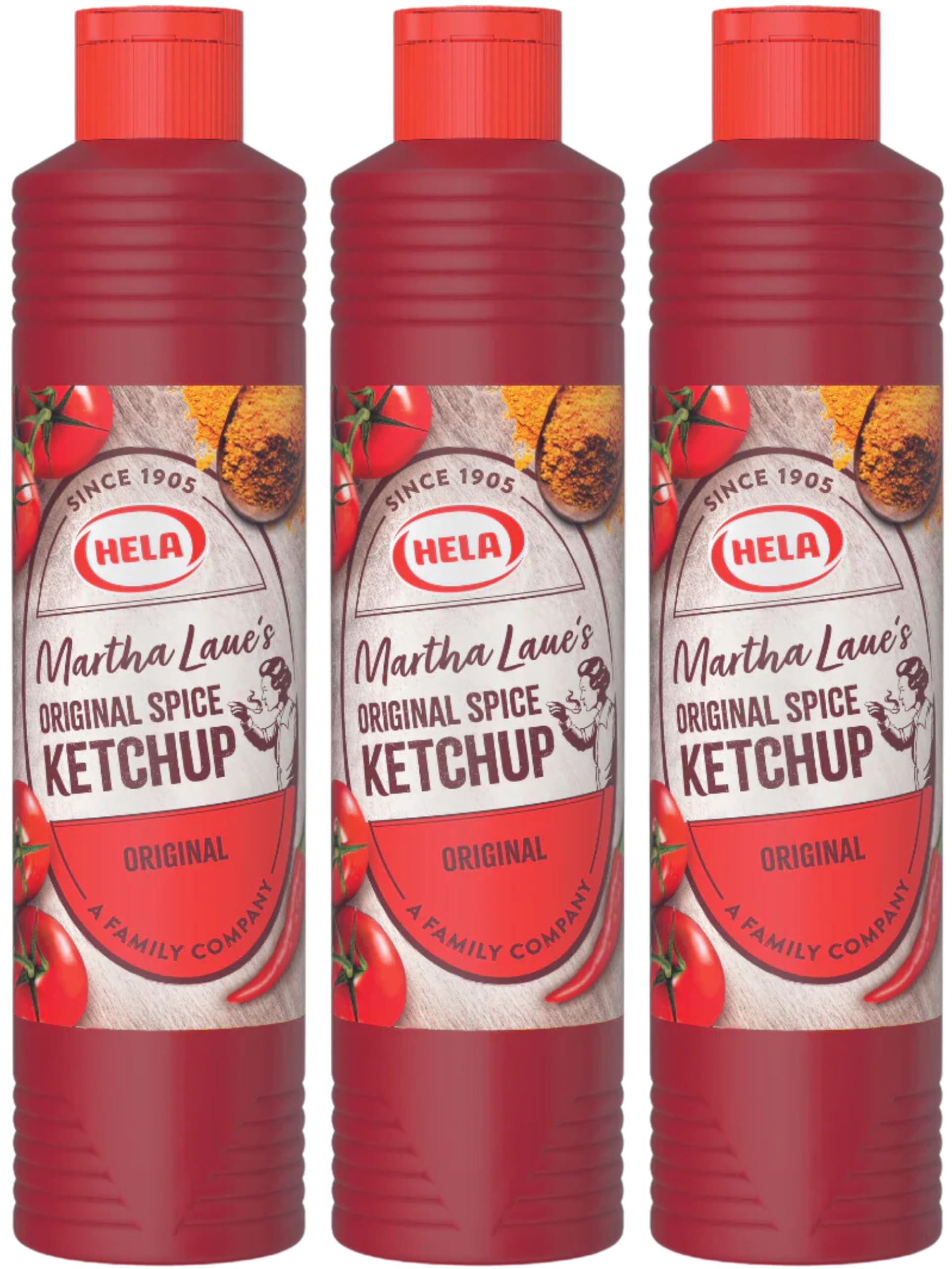 Hela Martha German Curry Ketchup Original 800ml Pack of 3 - Classic Currywurst Joy with a Genuine Spice Fusion - Traditional German Taste