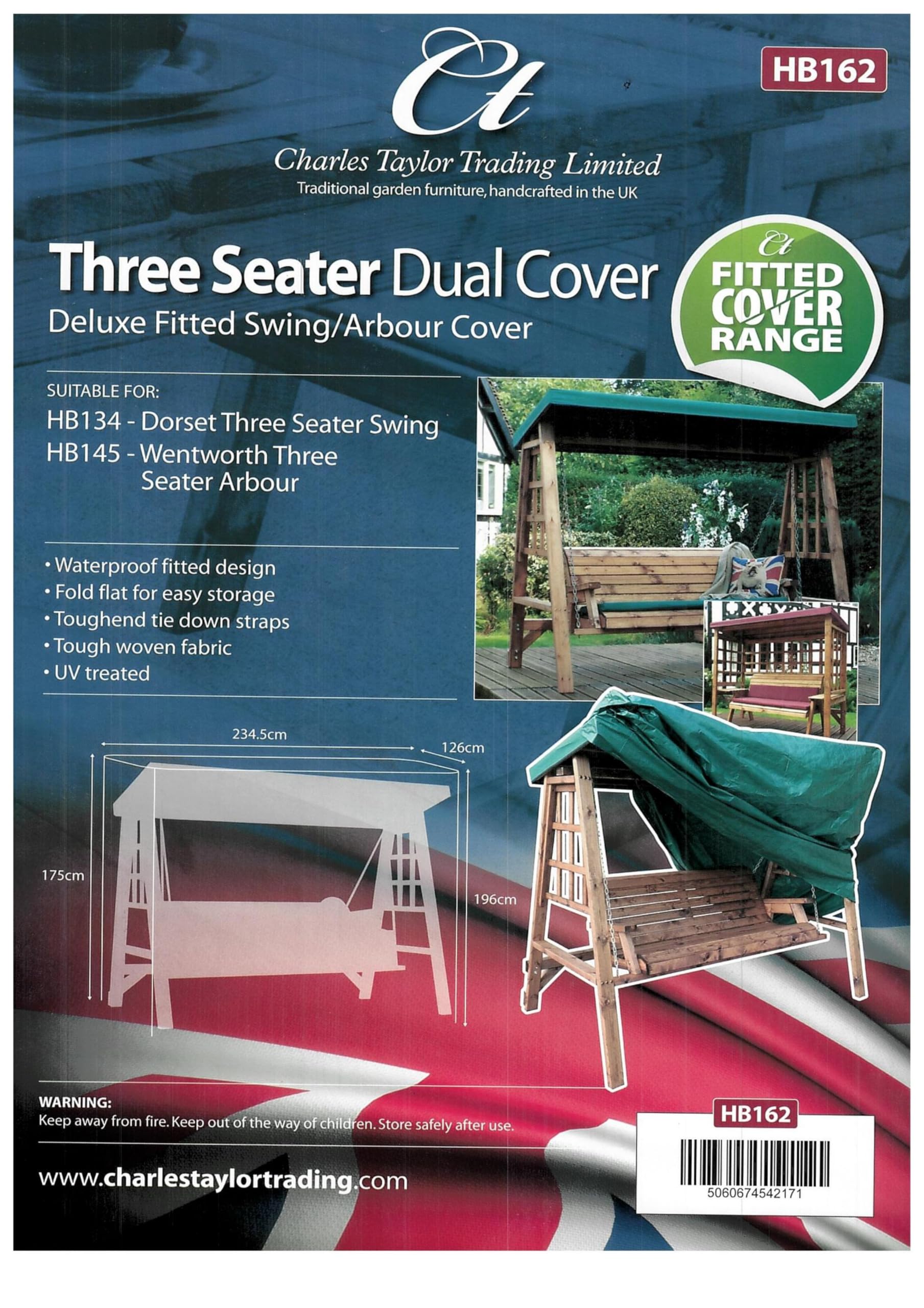 Charles Taylor Garden Furniture Neutral/Earth Tones Charles Taylor Wooden Garden Furniture Three Seat Swing Cover