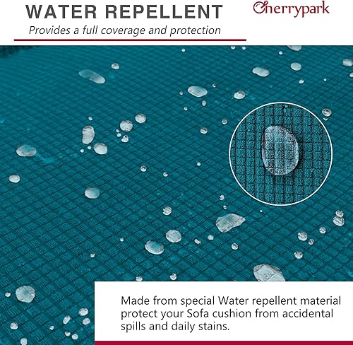 Miniatura 10 de Cherrypark - Funda para sofás de 2 plazas, universal, con alta elasticidad, impermeable, antideslizante, con dobladillo elástico, protector de