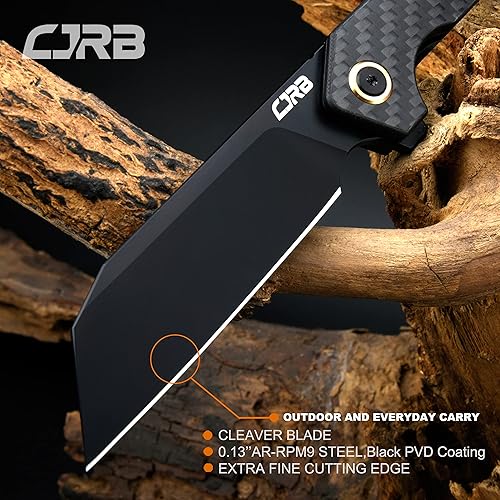 Miniatura 3 de CJRB CUTLERY Cuchillo plegable Rampart (J1907-BCF) AR-RPM9 Acero en polvo Negro Hoja PVD Hoja de fibra de carbono Mango Cuchillo de bolsillo EDC