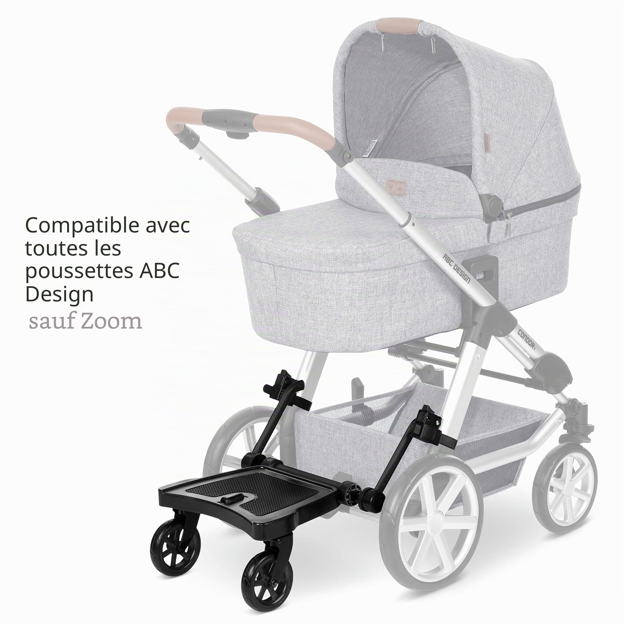 Planche Kiddie Ride On 2 ABC Design – pour Poussettes – Jusqu’à 20kg – Couleur : black