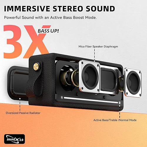 Miniatura 2 de Altavoces Bluetooth, altavoz retro inalámbrico portátil de 40 W pico, IP67 impermeable, emparejamiento TWS, graves adicionales activos, altavoz
