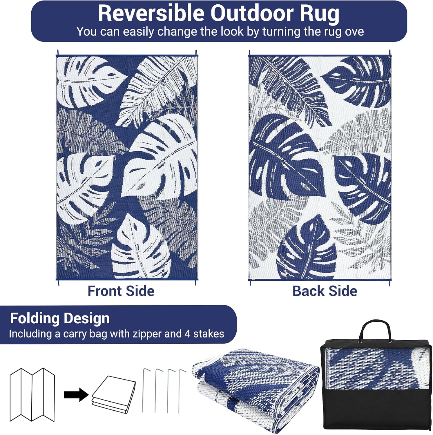 Outdoor Patio Rug Plastic Straw Rug RV camping Waterproof Reversible Carpet Mat - Picture 27 of 48