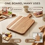 ZeQi Acacia Planche de coupe du bois avec poignée, planches de coupe en bois, planche à découper, planche de charcuterie, tableau de service pour le fromage, pain, pizza, légumes & Fruits (1, 13,8'L x 7''W)