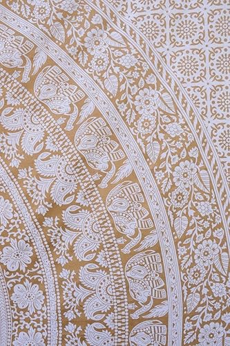 Miniatura 3 de Popular Handicrafts - Tapiz colgante para dormitorio, elefante hippie mandala bohemio con brillo metálico, tapices intrincados indios, cubrecama, 90