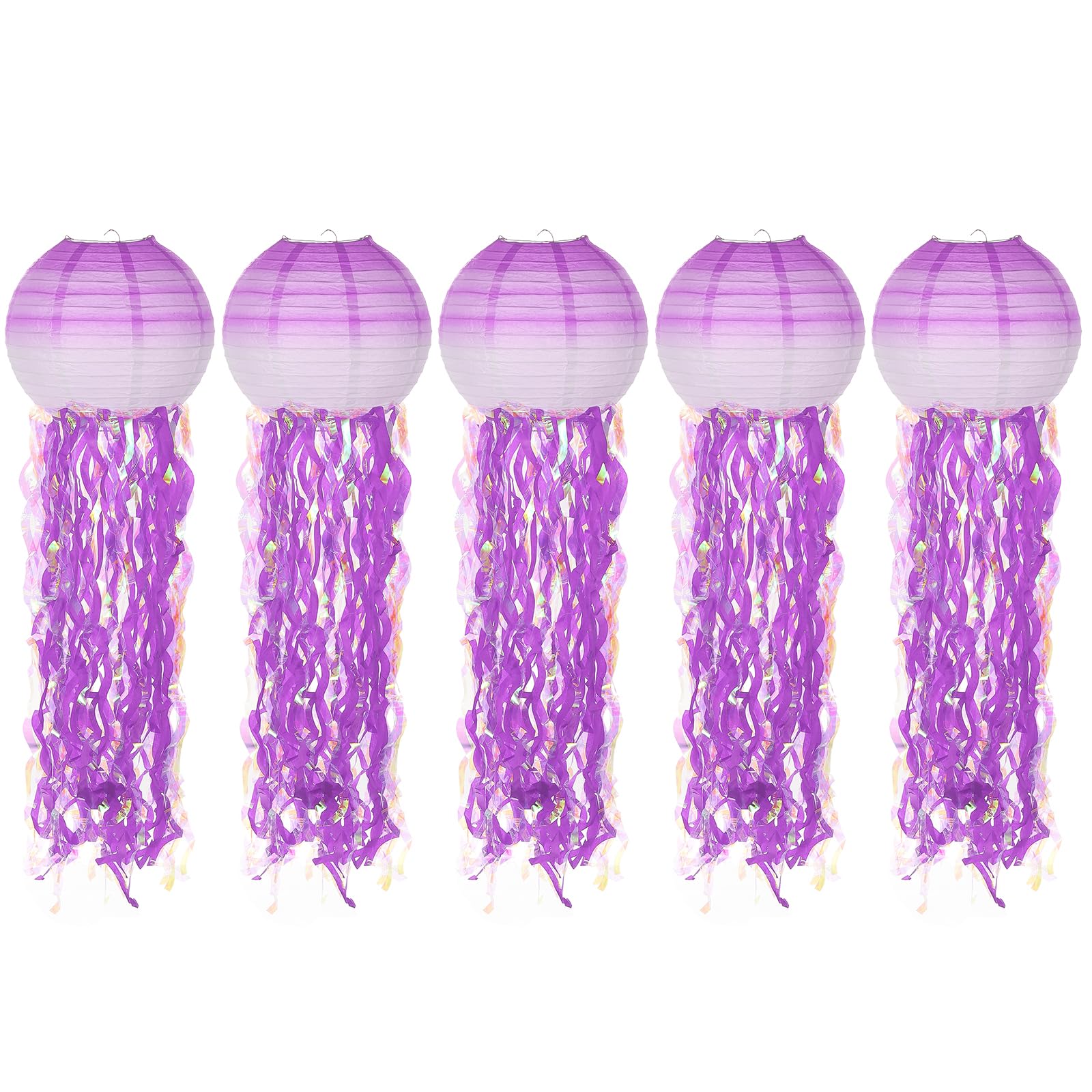 Lanterne papier méduse de 25cm decoration suspension violette anniversaire 5pcs