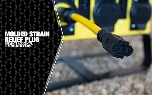Vista 34 de Southwire - Adaptador de cable de alimentación para generador, calibre 12/3, 15 amperios, con receptáculos iluminados, construcción de conector