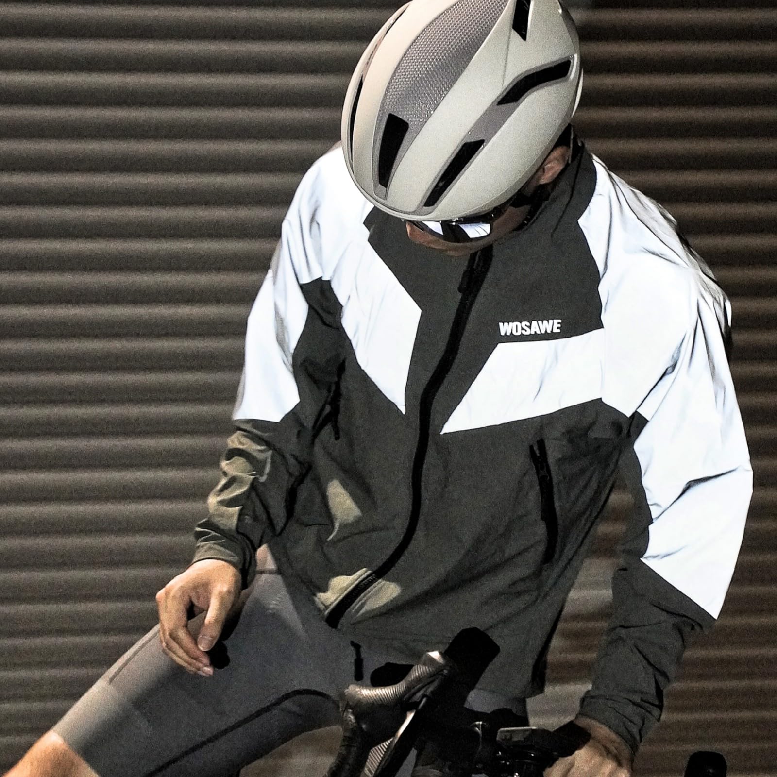 WOSAWE Réfléchissante 360 Veste de Vélo, Homme Imperméable Coupe-Vent Gilet de Sport