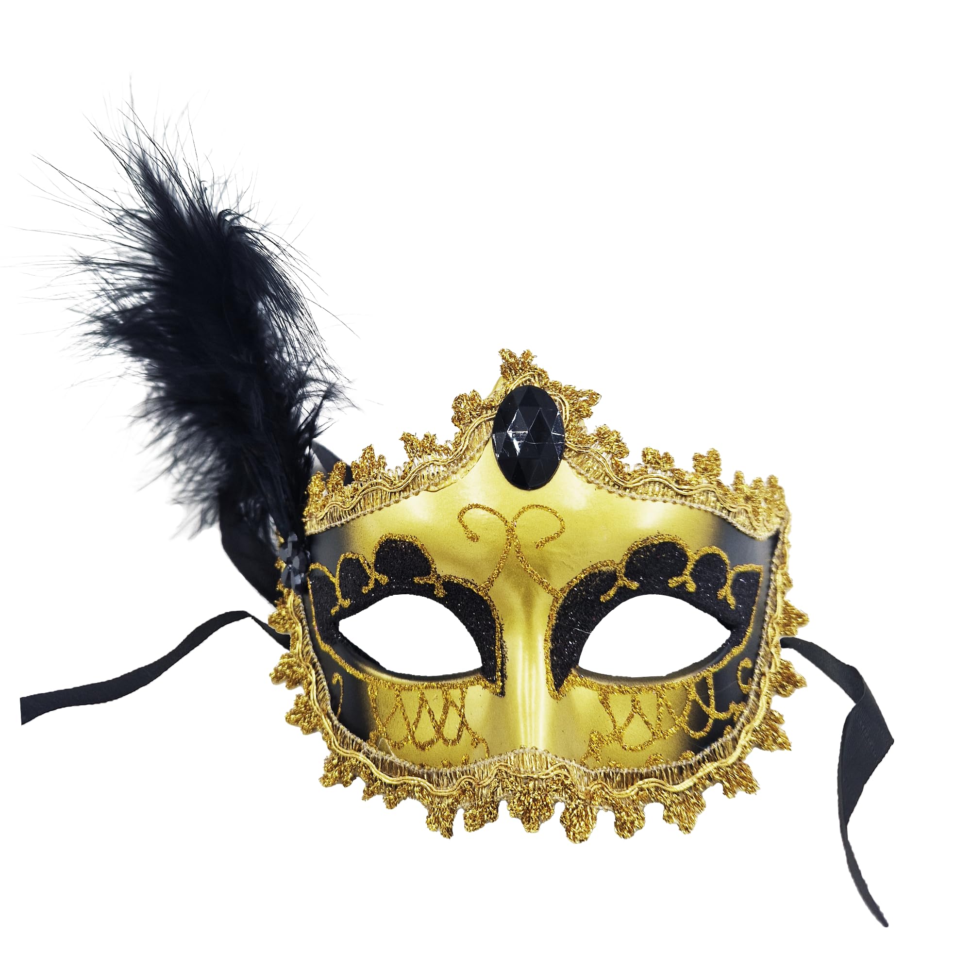 Máscara de Carnaval de Pluma Colombina, Antifaz Veneciana con Brillantina y Plumas Suaves, Mascara Retro Vintage Años 80 Baile, Disfraz de Fiesta