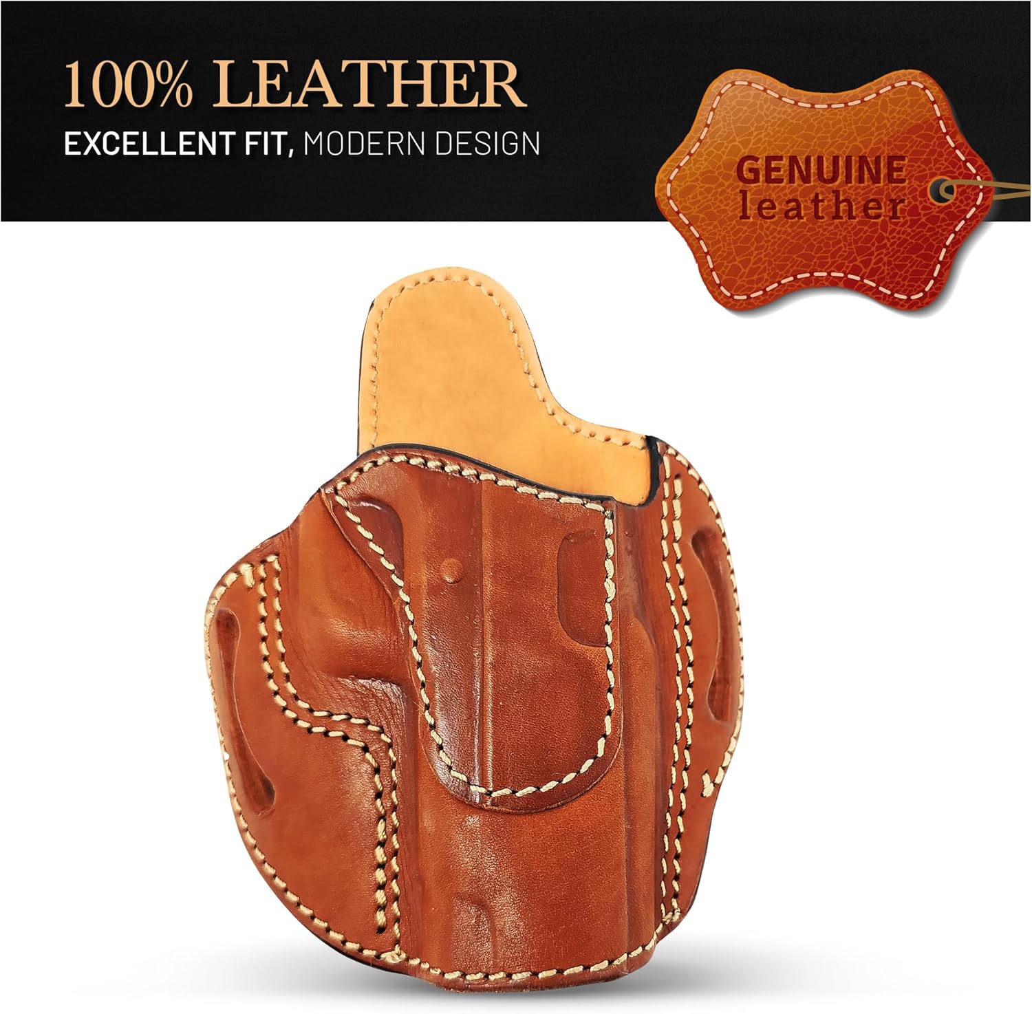OWB Leather Holsters for Pistols Optic Ready. Fits for 1911 4" and Similar Full Size Guns. Leather Gun Holsters