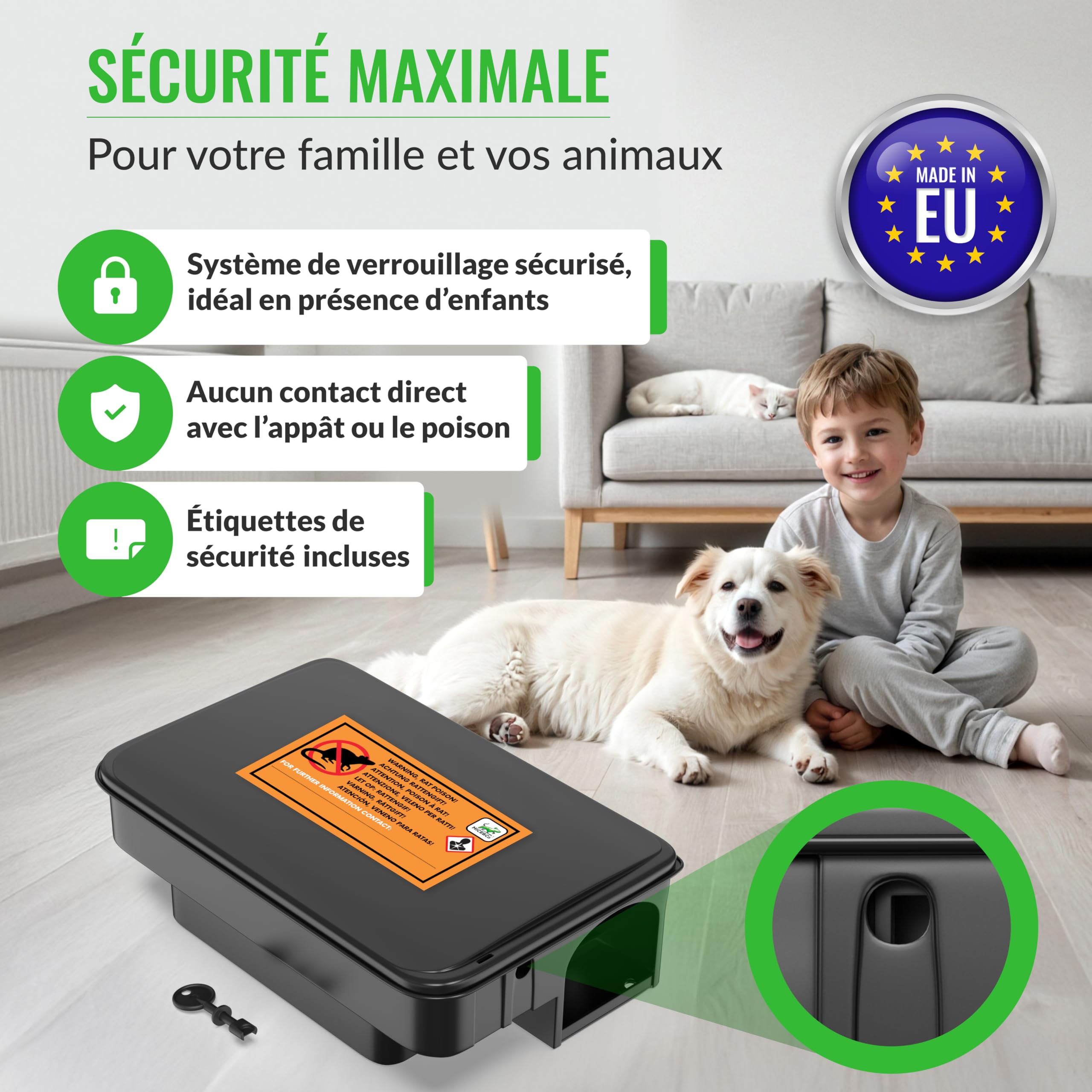 Pièges à Rats et Souris Professionnels Mice&Co – Boîte d'Appât Raticide Inviolable Sécurisée