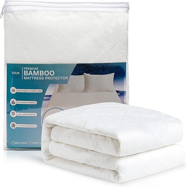 ZOUK Small Single Mattress Protector - Premium Bamboo Waterproof Mattress Protector Small Single Surface Mattress Cover, Anti Allergic & Bed Bug Proof - Small Single (75 X 190+35cm)