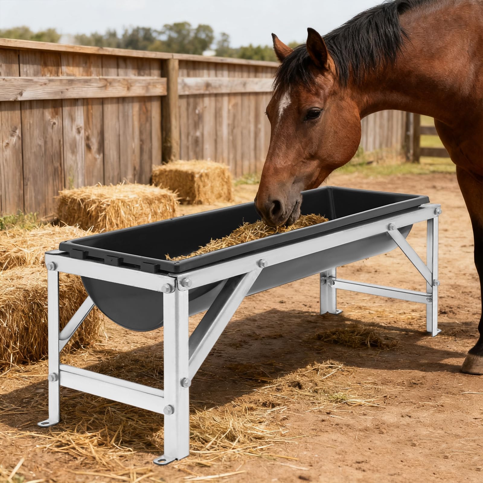 Comedero para ganado, comedero largo, 100 × 30 × 36,5 cm, comedero para ovejas de acero galvanizado, comedero para ganado, comedero, comedero de acero para terneros, ovejas, caballos