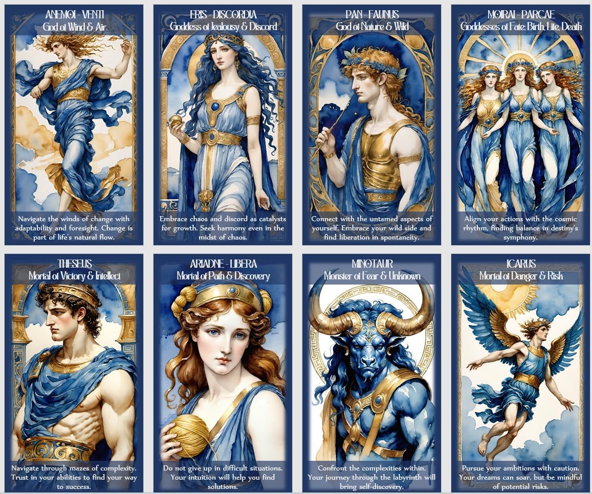 Greek - Roman Mythology Oracle Cards. Greek Gods and Goddesses Oracle. 80 Cards Deck. Daily Affirmation Cards. Fortune Telling Oracle