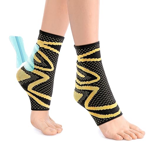 TOMUST Tobillera (par) con almohadilla de tendón de Aquiles plantar, calcetines de compresión de tobillo para fascitis plantar, esguince de tobillo,