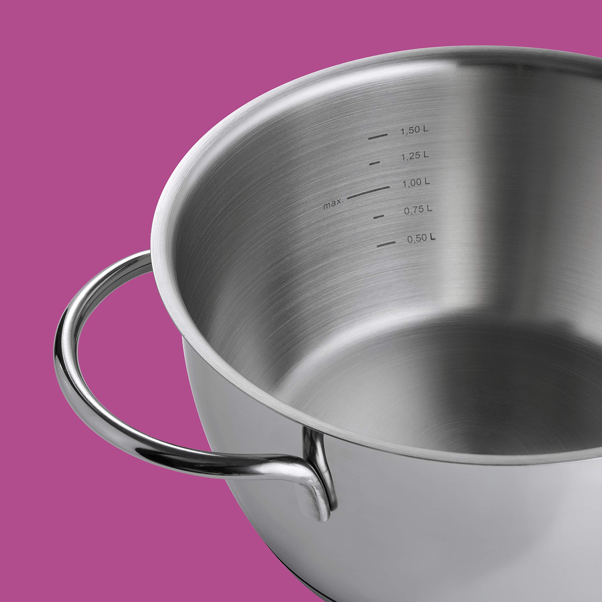 Casserole à fondue brute Fiona en acier inoxydable, avec un volume de 2,20 l, de taille : 18 cm, 208271-18, argent