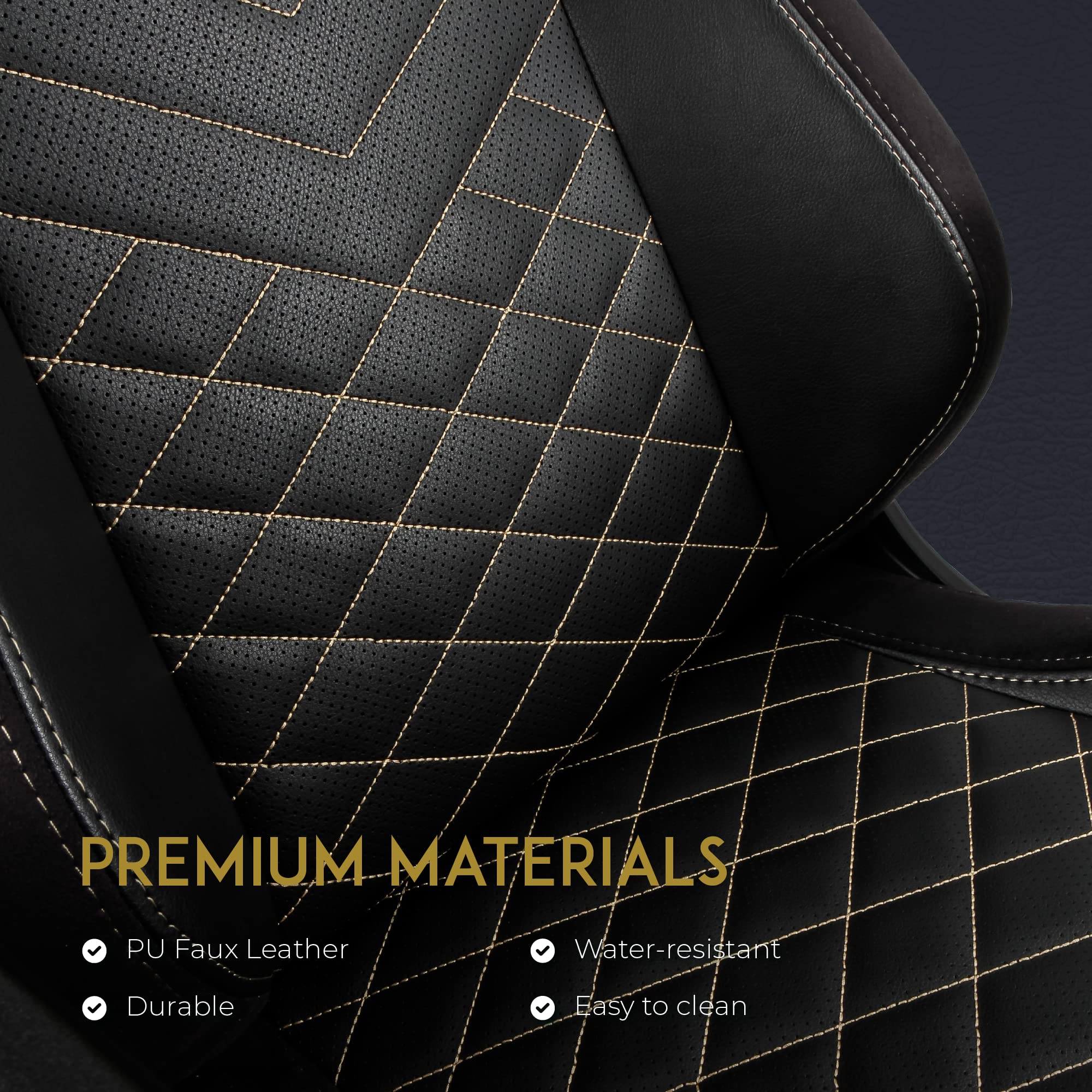 noblechairs Epic Chaise de Gaming - Chaise de Bureau - Cuir Synthétique PU - Noir/Or