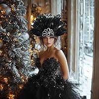Vista 3 de HOMELEX Tocado de plumas negras para mujer, accesorios de carnaval caribeño