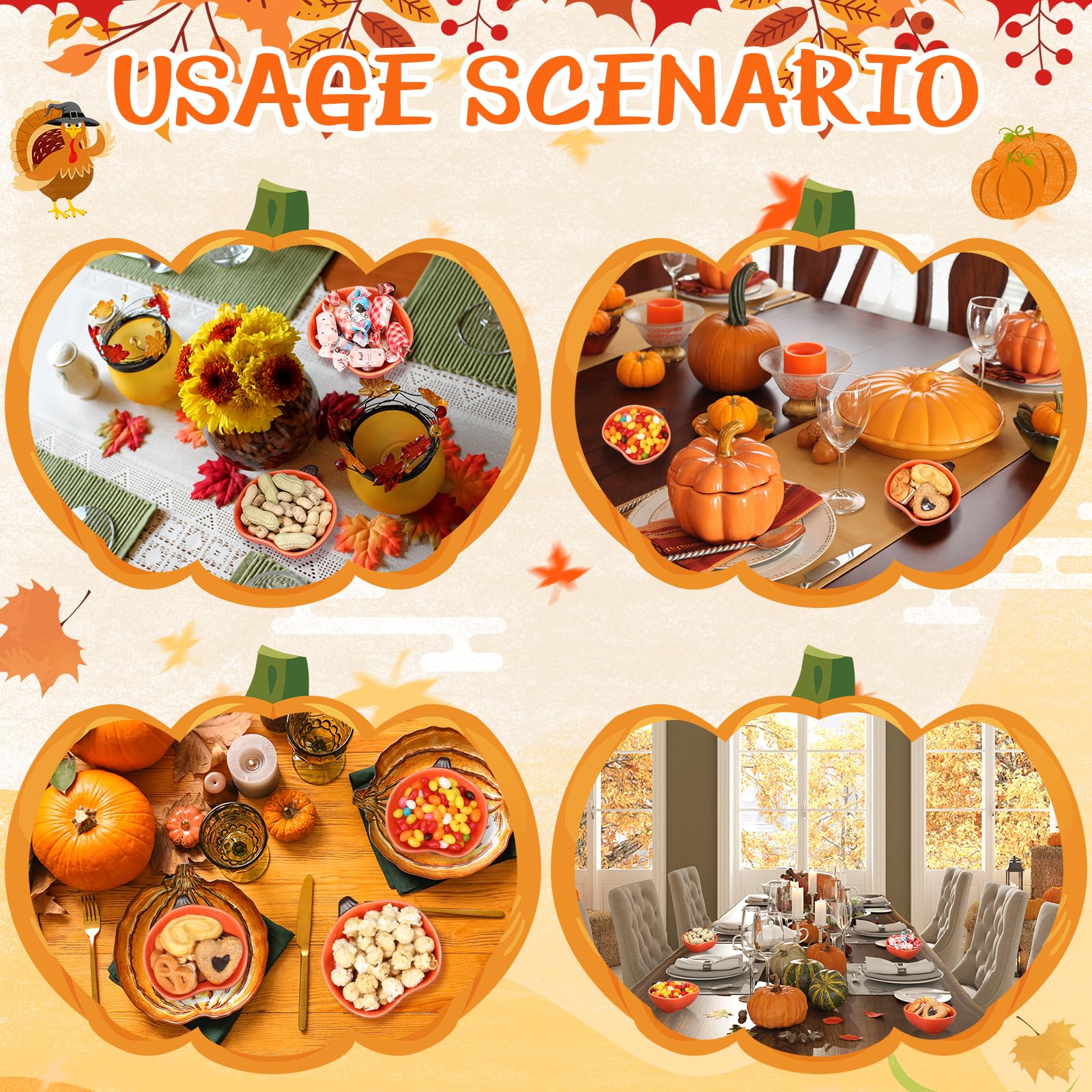 12 ramequines de otoño de 6 onzas, aptos para horno, ramequines de cerámica de calabaza, platos pequeños para crema, plato para hornear calabaza, platos de cuenco con forma de calabaza para cocina,