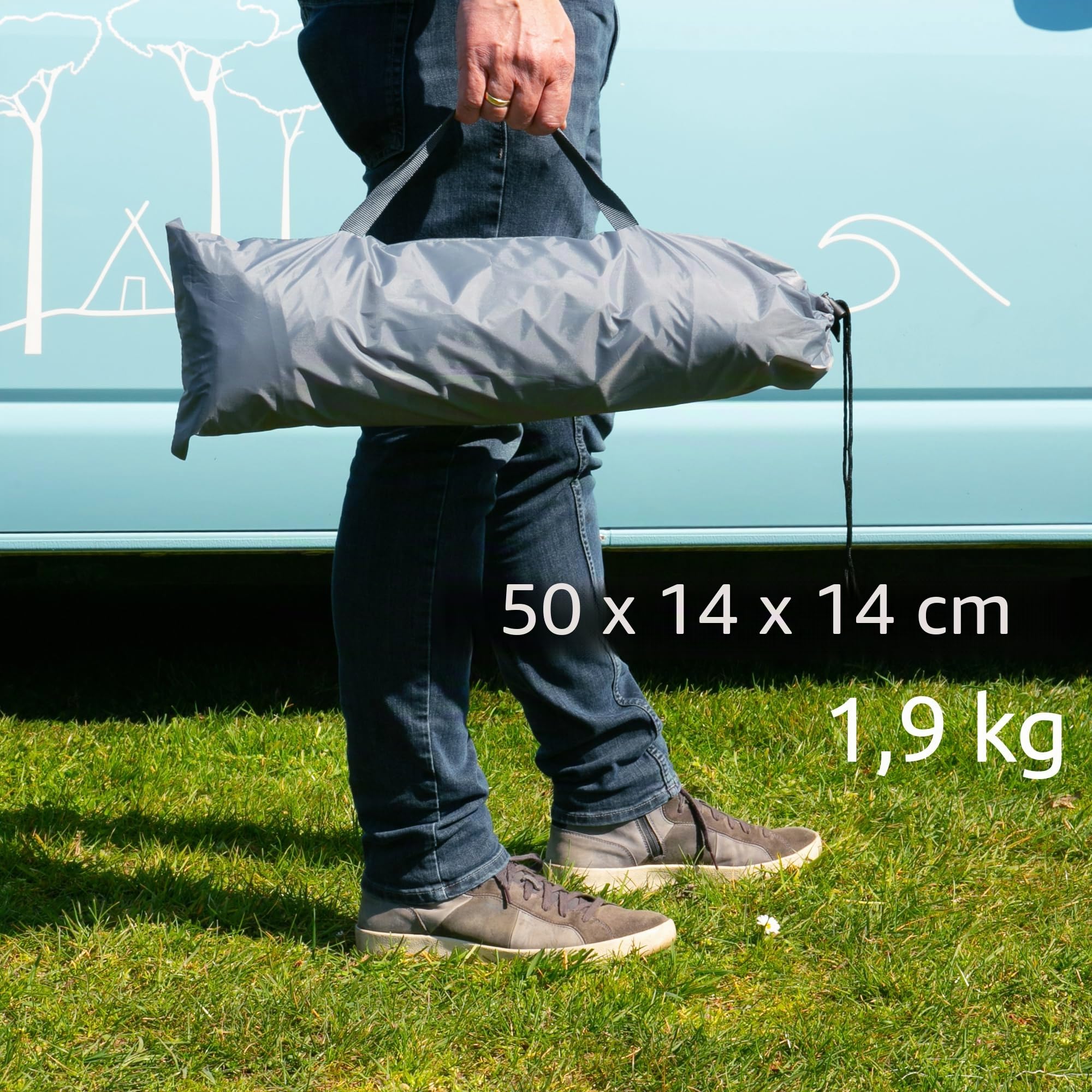 your GEAR Campingbus Sun + Rain Blocker Side Walls – 2 paneles laterales para toldo con 2 m de extensión