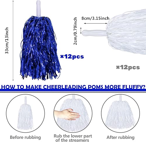 Miniatura 2 de KDPATFAV 24 piezas de animadora Pompa oropel animadora Pompa de plástico Dancesporte Fiesta Fútbol Baloncesto Club Spirit Deportes Escenario Show