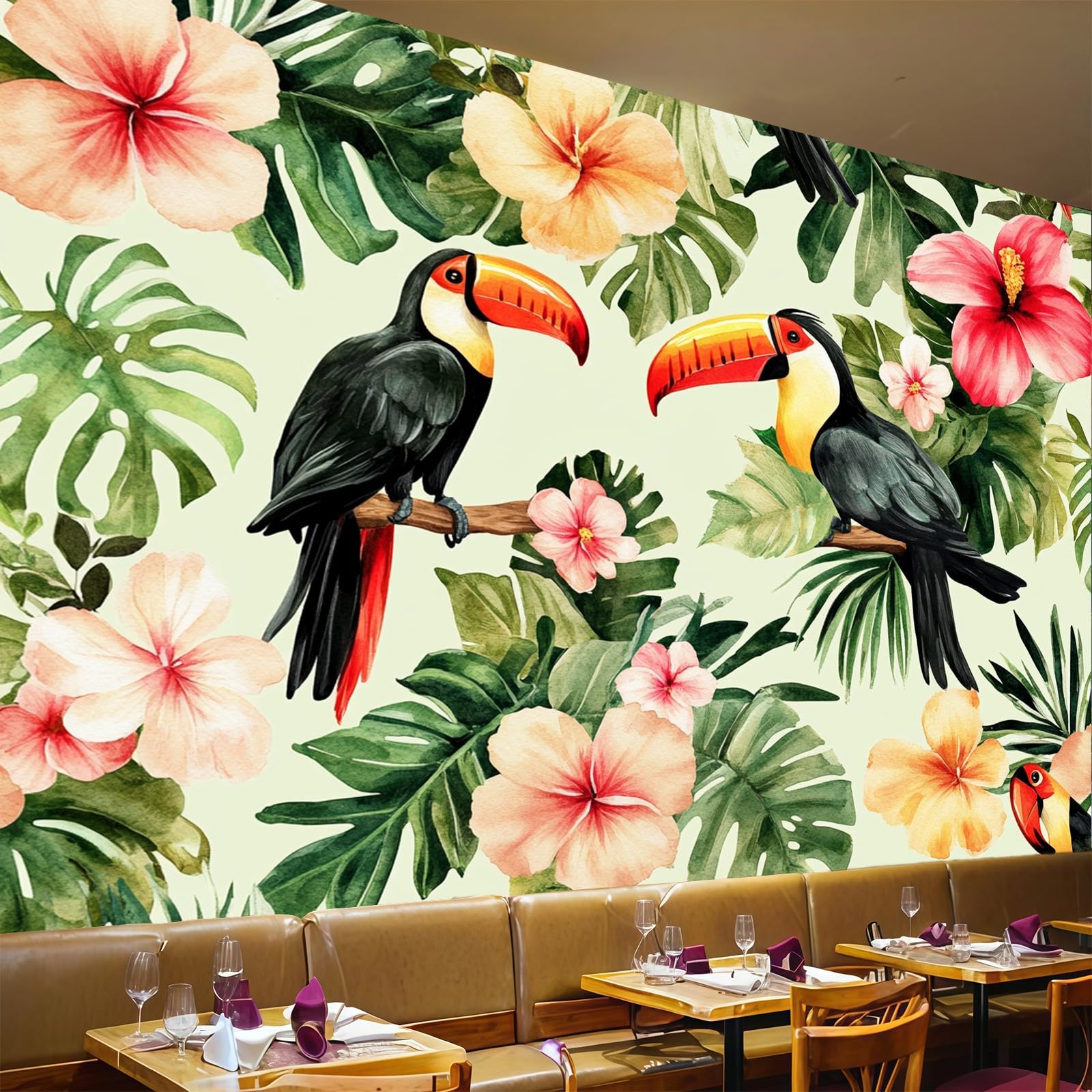 Papier Peint Intissé Perroquet grand format pour masquer les défauts d'un mur