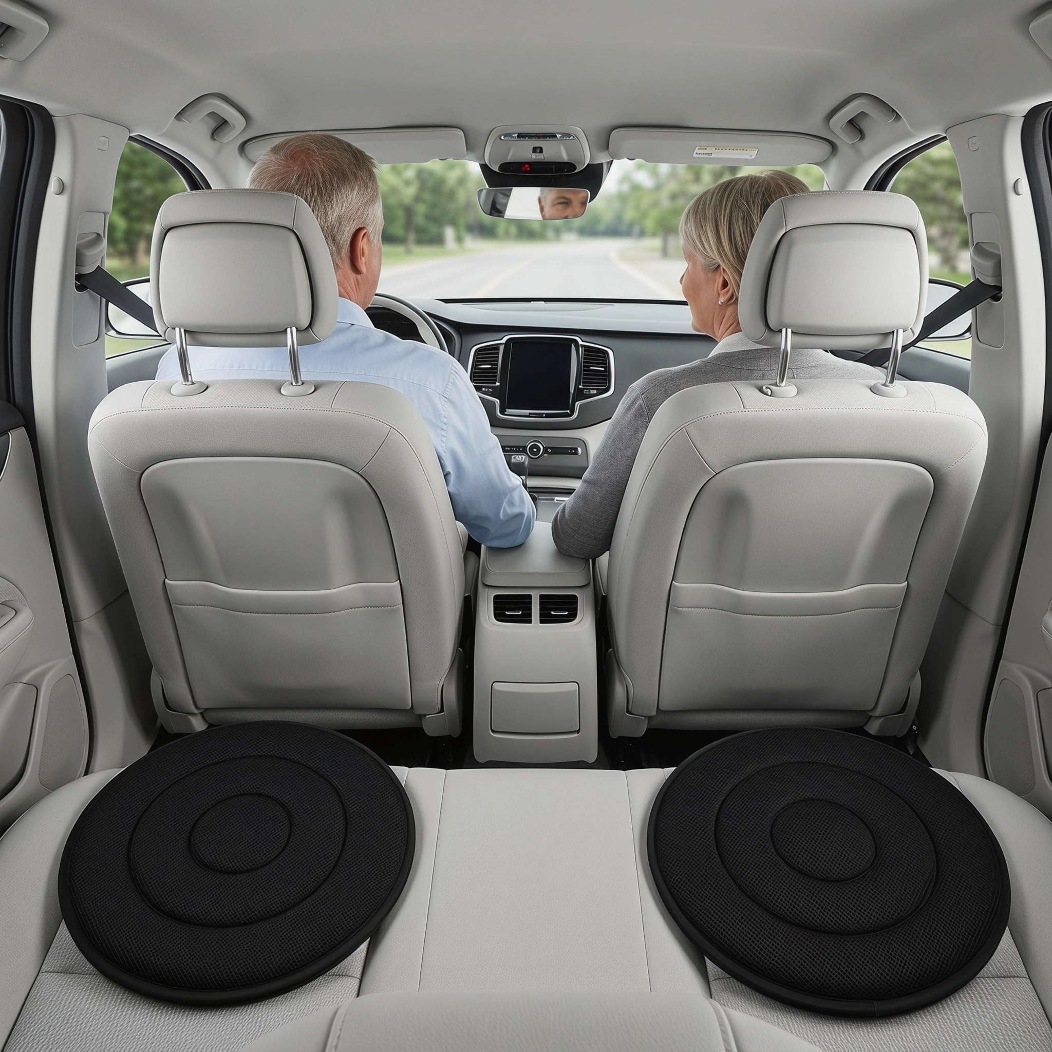 YARNOW Cojín Giratorio Ergonómico 2 Piezas Base Antideslizante, Diseño Redondo para Asistencia en Transferencia y Comodidad para Asiento de Coche y Cama