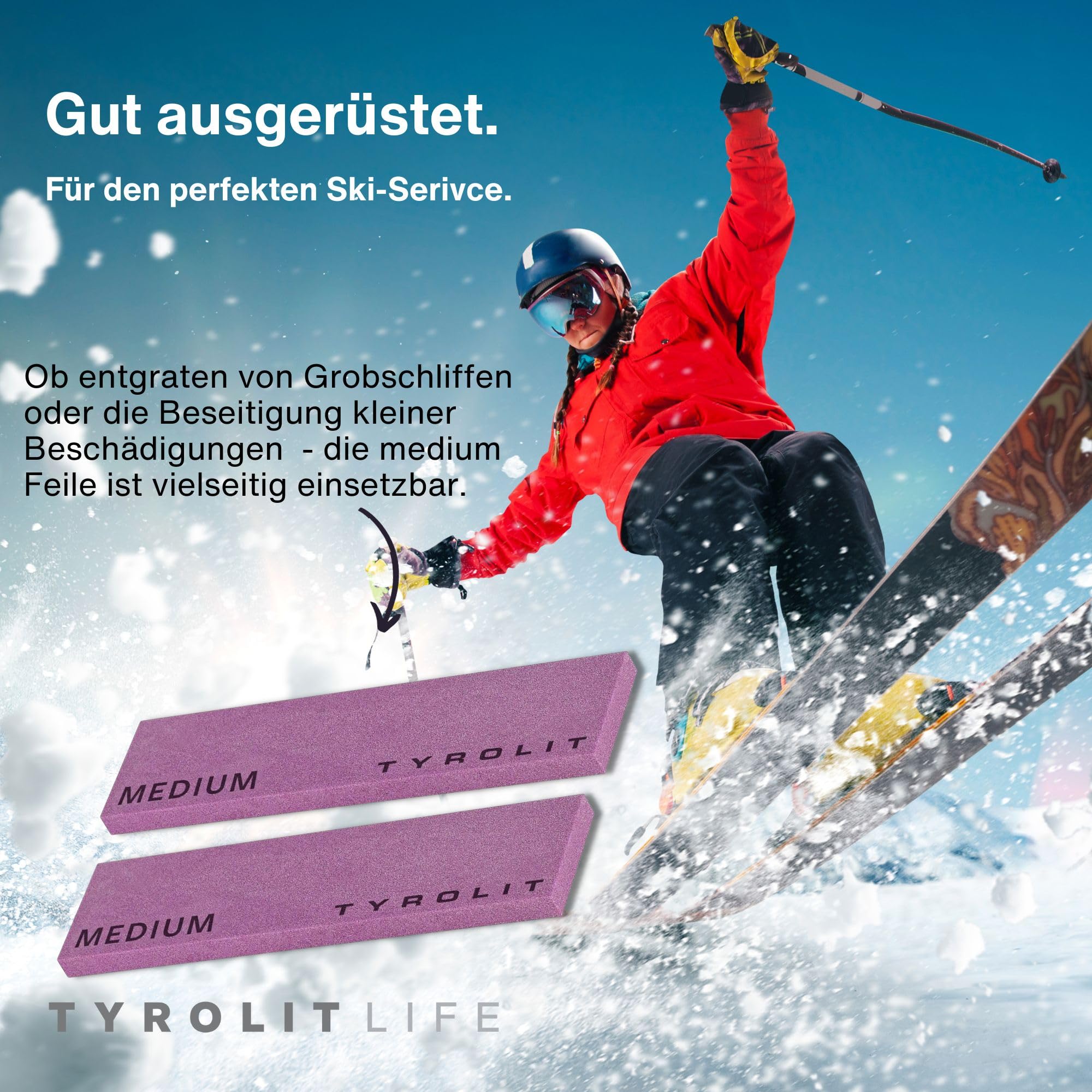 Tyrolit Life, levigatrice per bordi da sci e snowboard, in ceramica, set da 2 pezzi, grossa, media o fine, qualità premium come dal servizio sci