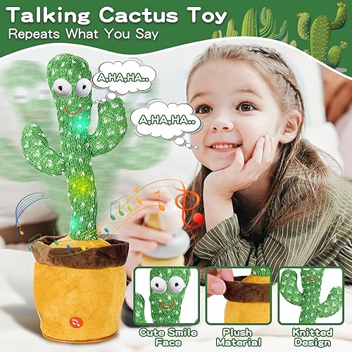 Miniatura 2 de Juguetes de cactus que hablan bailando para bebés, regalos para niños y niñas, cantando imitando juguetes de grabación, repite lo que dices, viene
