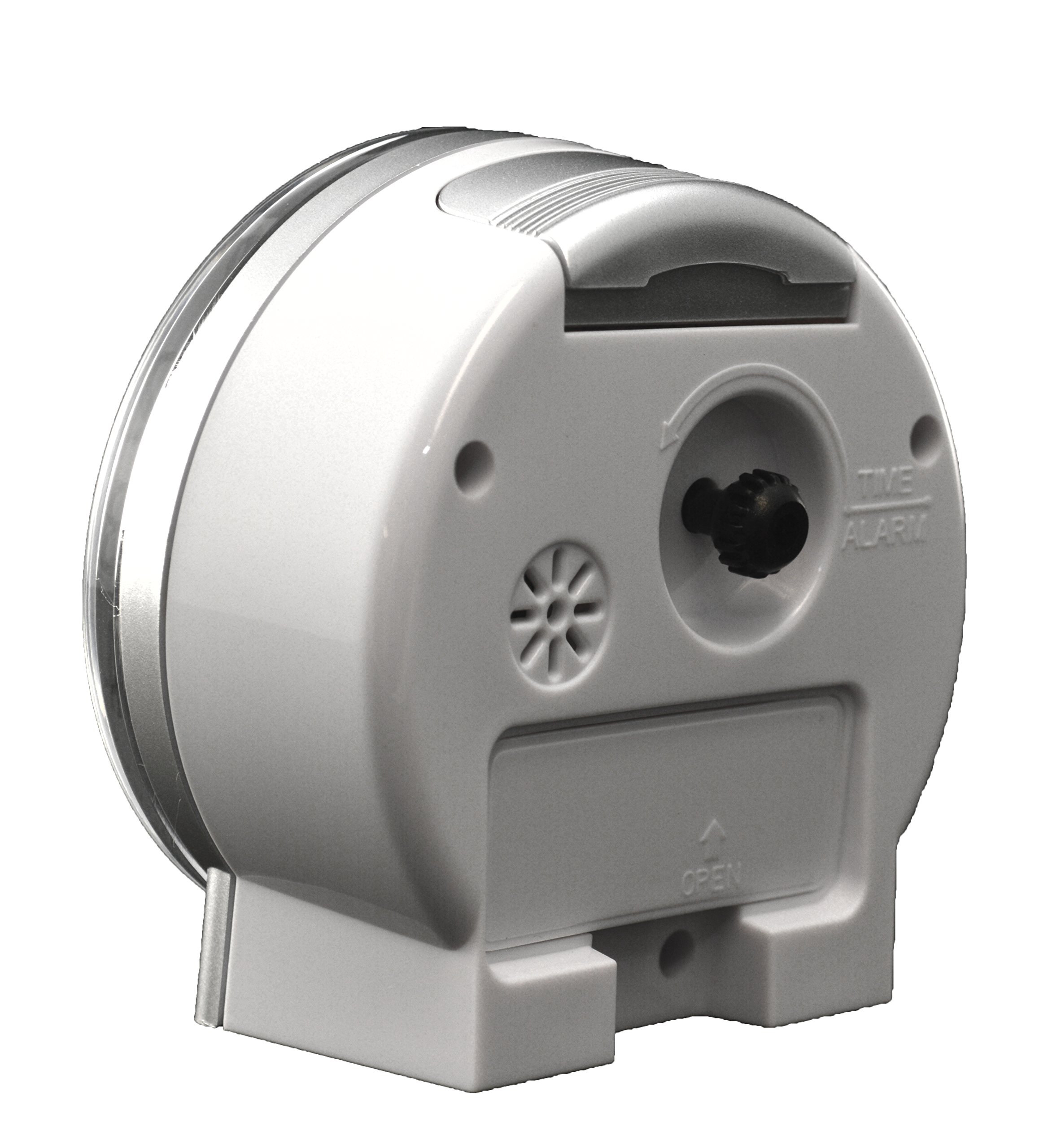 White Alarm Clock with Silent Sweep No Ticking Feature Plus drzemka, Auto Shut off & Light by Widdop Bingham