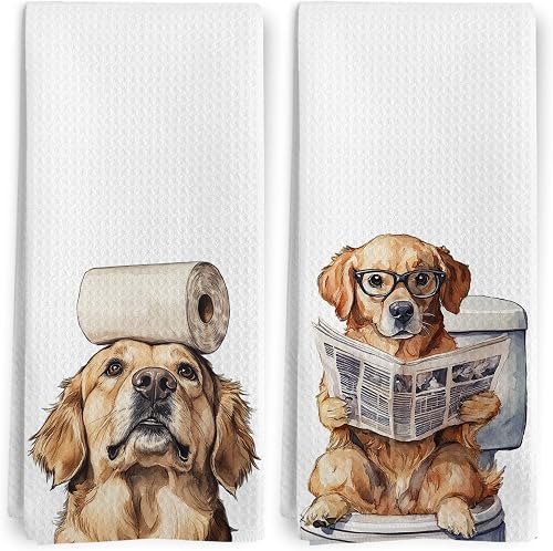 BitKAM Funny Golden Retriever Hand Towels, Golden Retriever Gifts for Women, Dog
