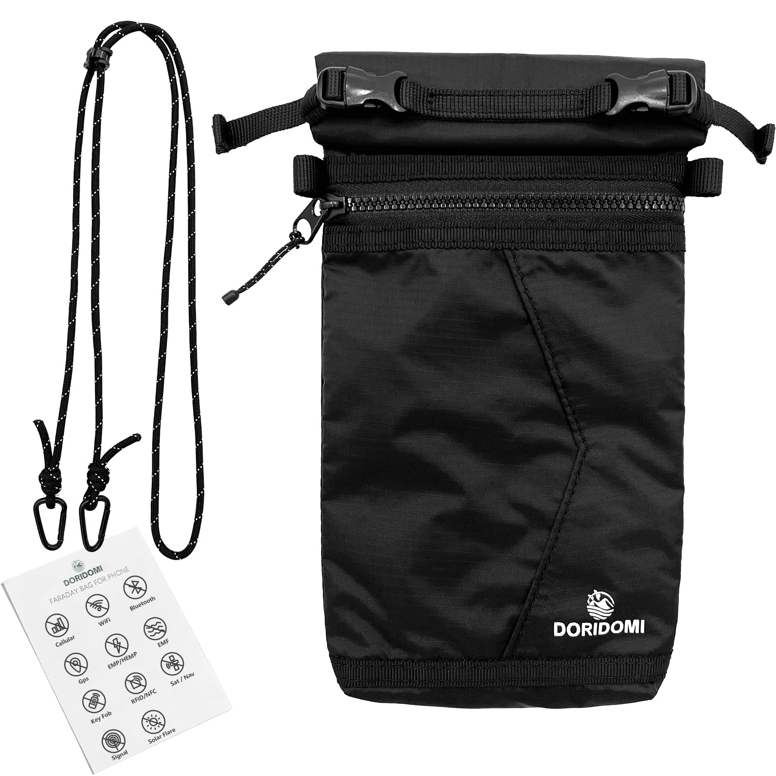 DORIDOMI Faraday Bag for Phone, Signal Blocking Pouch, RFID Blocking Bag for Cell Phone & Key Fob, GPS WiFi Bluetooth Cellular Signal Shielding Case,