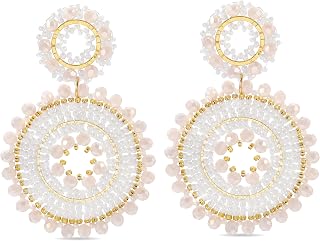 Damen Boho Zweistufig Kreis Hängeohrringe Pendant Ohrringe Mehrfarbig Statement Strand Sommer Urlaub Festivalschmuck Modeschmuck Geschenk für Frauen