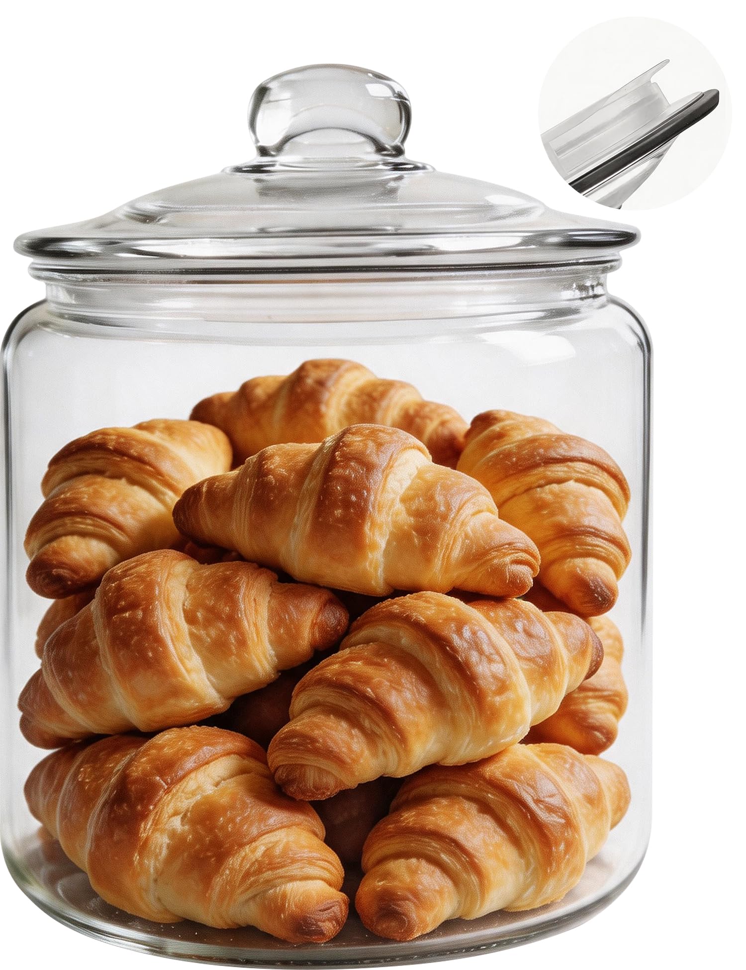 1 Gallon Glass Storage Jar with Airtight Lid, Wide Mouth Food Storage Container with Silicone Seal, Large Clear Glass Canister for Flour, Sugar, Coffee Beans, Cookies, Pasta & Pantry Organization