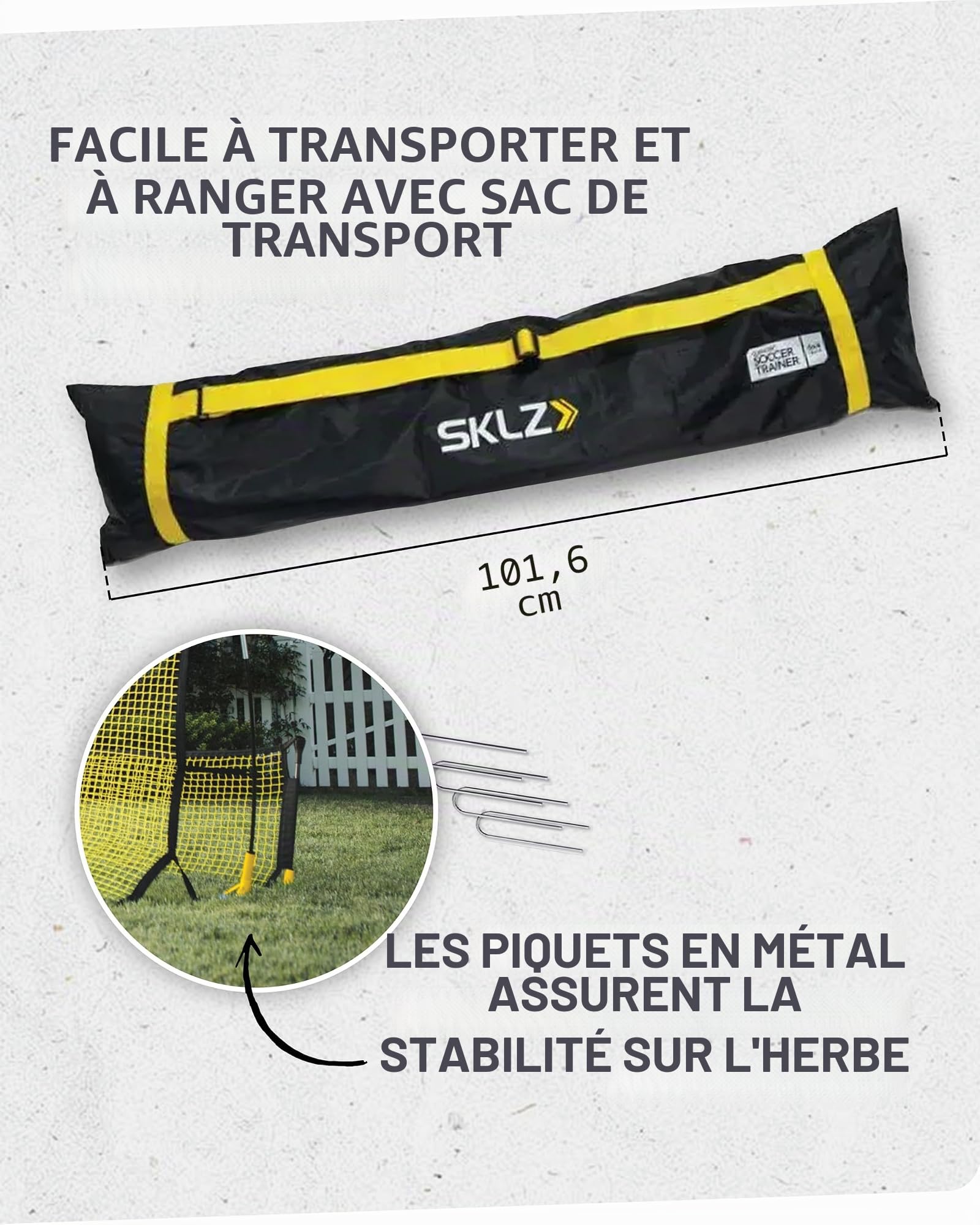 SKLZ Quickster Soccer Matériel d'entraînement à la maîtrise du Ballon, Matériel de Formation au Football, Améliore Le Contrôle et la Passe, Noir Jaune, 6ft x 4ft