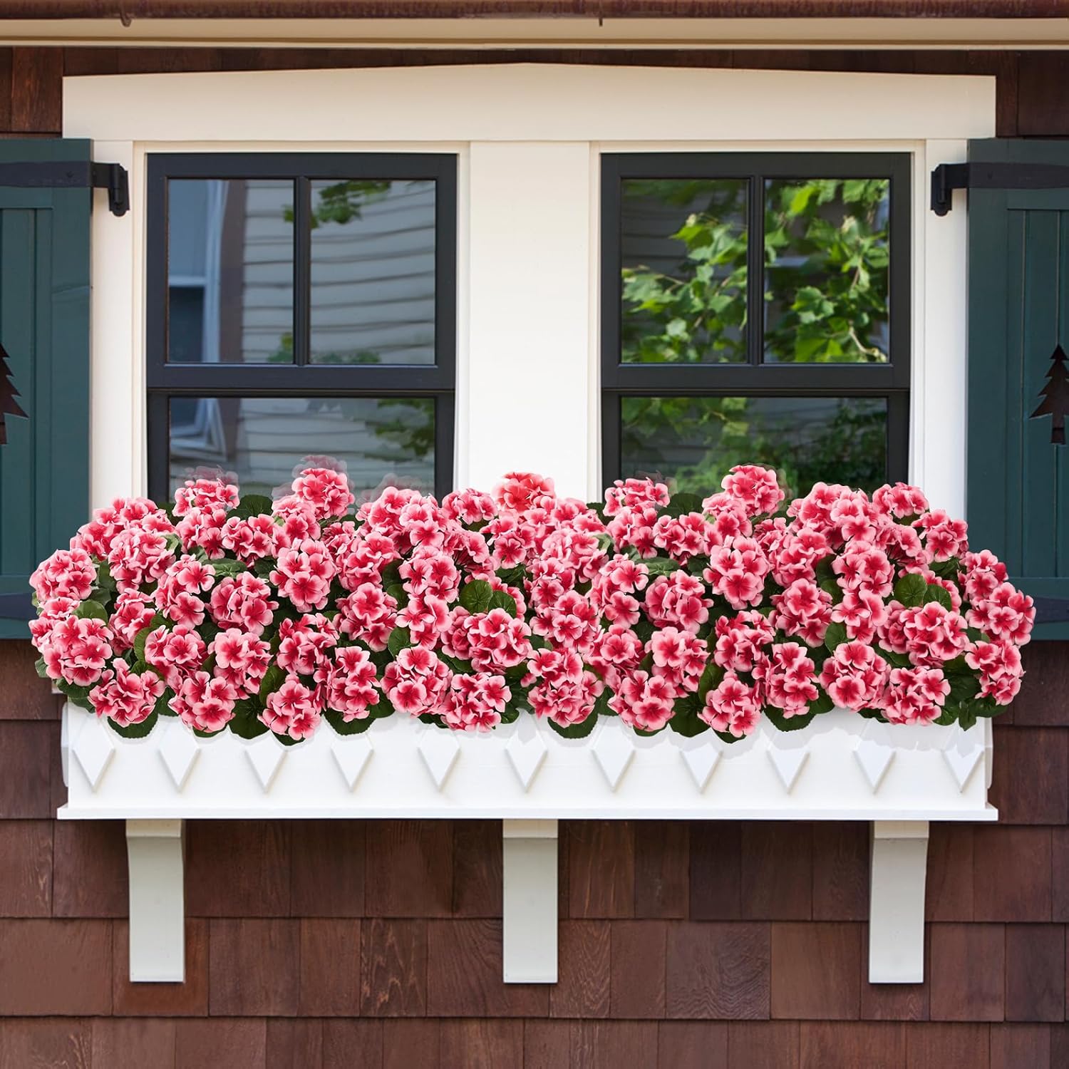 8 Bundles Artificial Flowers for Outdoors, Realistic Geraniums Fake Flowers for Decorations, UV Resistant Silk Faux Flowers Plants for Outside Garden Porch Planter Yard Patio Home Decor(Pink) - Image 8