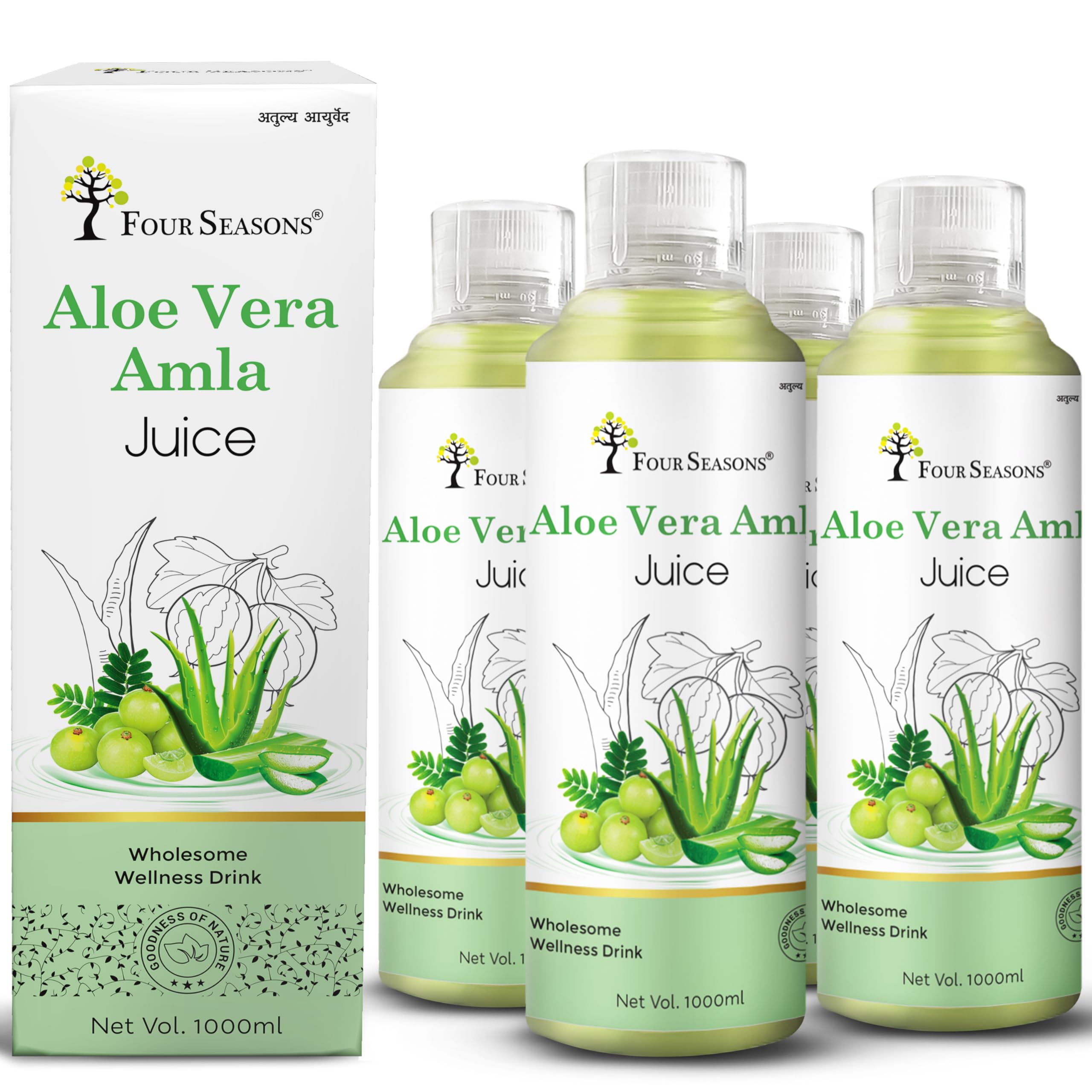 Four Seasons Aloe Vera Amla Juice 1L | Rich in Vitamin C - Immunity Booster | Enhance Skin & Hair Health | Weight Management - Helpful for Acne and Metabolism (PACK OF 4)-image-14