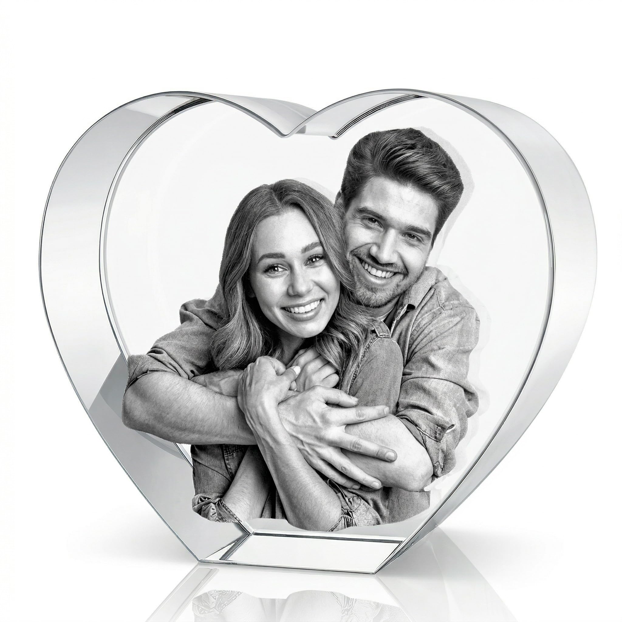 ArtPix 3D Crystal Photo, Personalized Gifts for Women, Wife, Men, Mom, Father, Her, Him, Dad, Grandpa, Great Customized Gift with Your Own Photo, Custom Glass 3D Laser Etched Picture Wedding - Heart