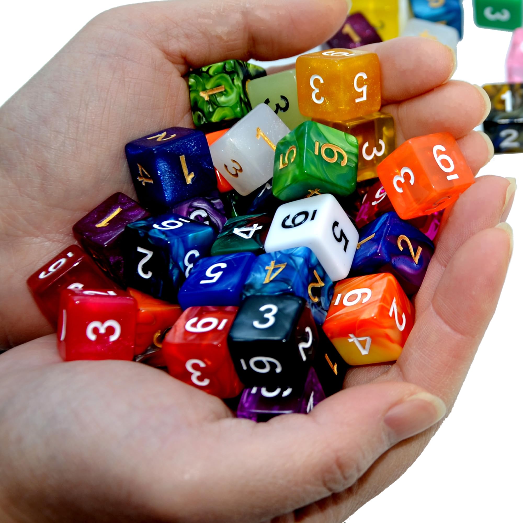 SmartDealsPro 50-Pack D6 D12 D20 6 12 20 Sided Dice Polyhedral Dice with Pouch for DND RPG MTG Table Game (D6, MIx Color) - Image 3