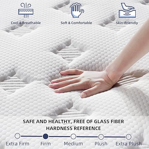 Miniatura 3 de Colchón tamaño King, colchón King firme medio de 14 pulgadas en una caja, colchones híbridos con espuma viscoelástica de gel de alta densidad y