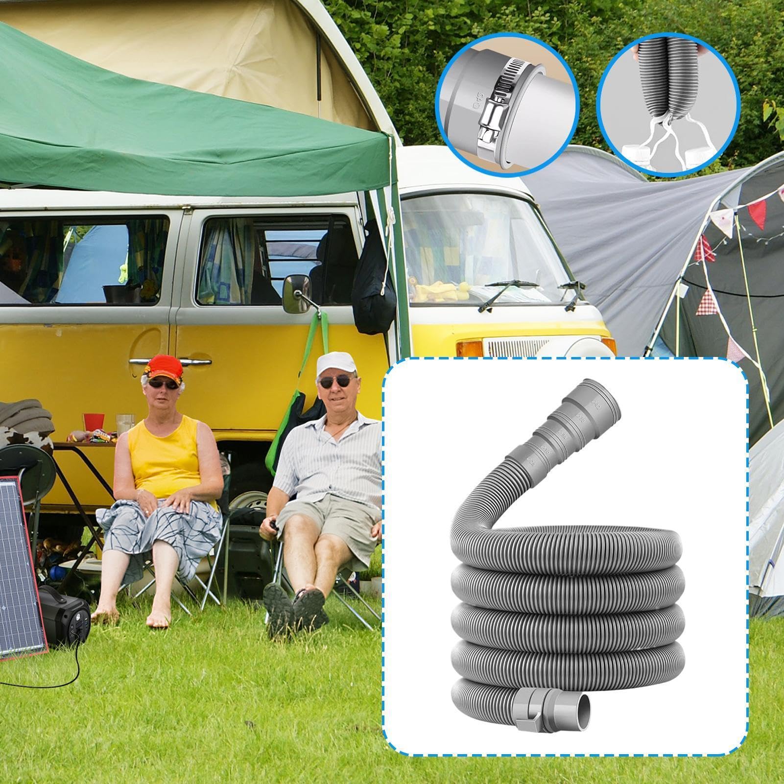 Abwasserschlauch Wohnmobil 2/4/6/10m PP Wohnwagen Zubehör Ausziehbar Flexibel Abwasserrohr 28-42mm Adapter Zusammenklappbar Lecksicher Frei Schneidbar Für Wohnwagen Anhänger Camping Reise