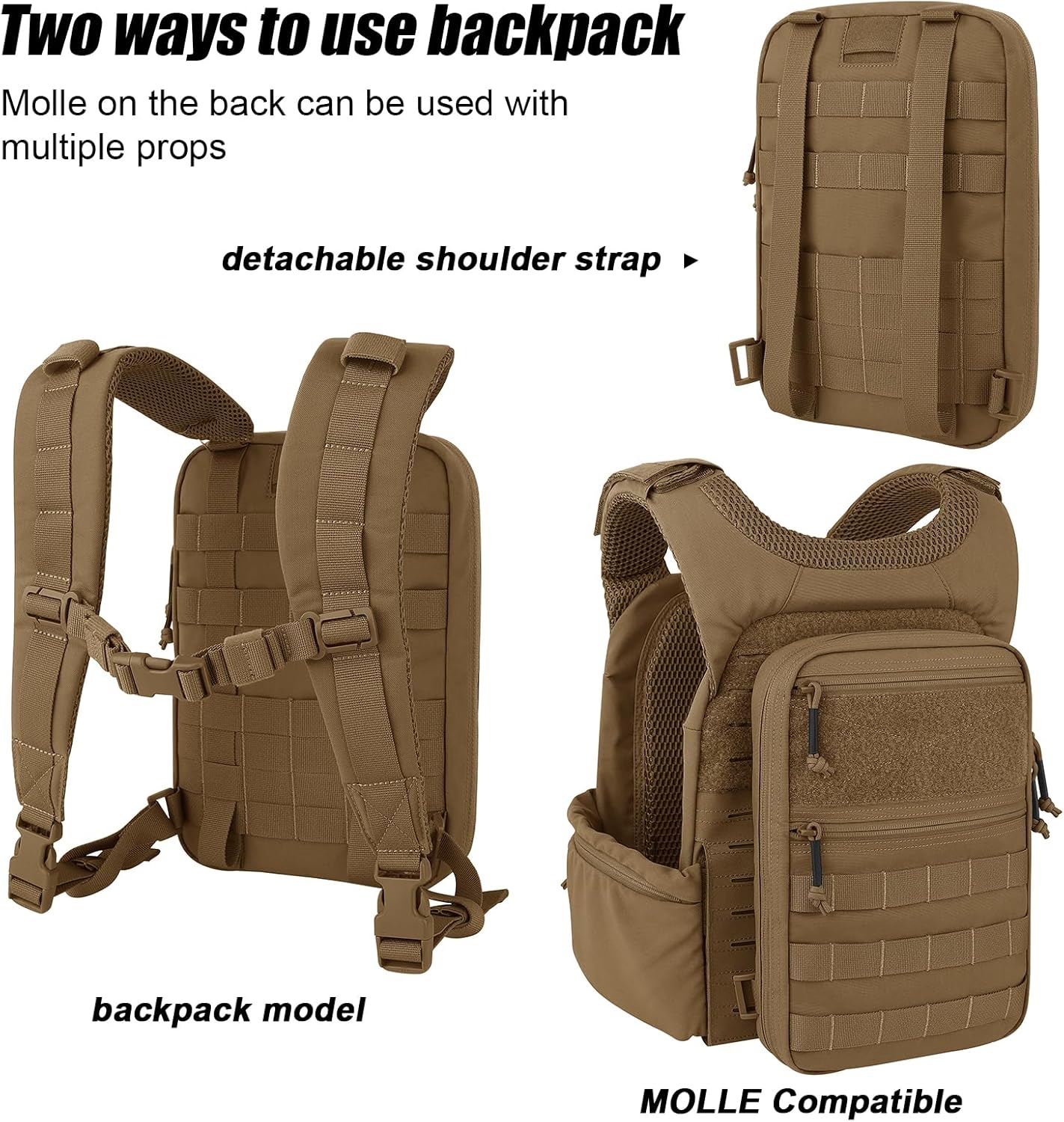 PETAC GEAR タクティカル Molle ハイドレーションパック 1.5L用 - 軽量ウォーターリザーバーバッグ MOLLEベ