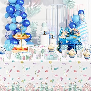 APOWBLS Ocean Oneder Sea First Birthday Decorations Supplies, Serves 24