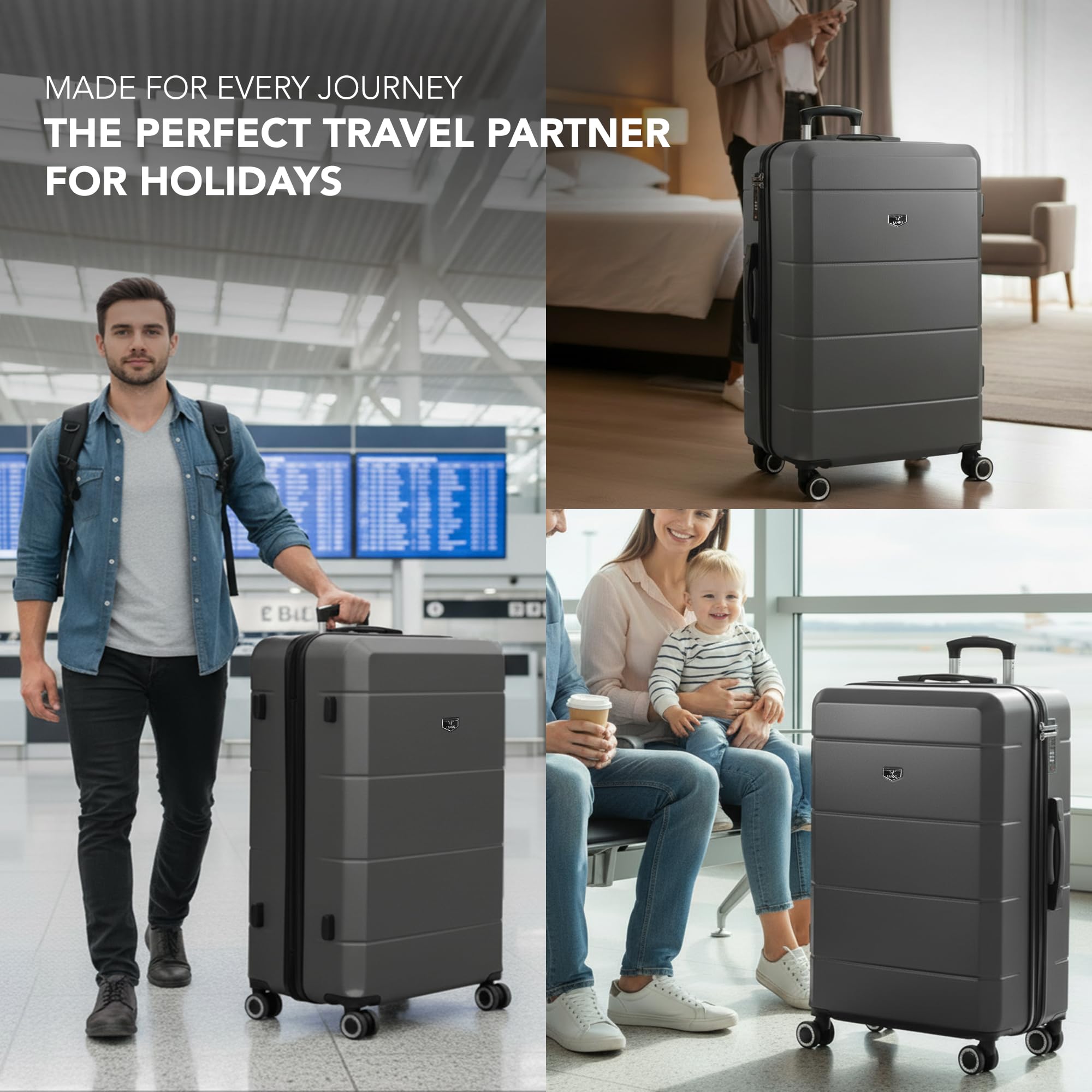 LUGG - Jetset 40cm Suitcase - 40x30x20cm- Ryanair Compatible - Underseat Size - Hard Shell ABS - Spinner & Removable Wheels - Lightweight Travel Luggage- Cream/Brown — view 295