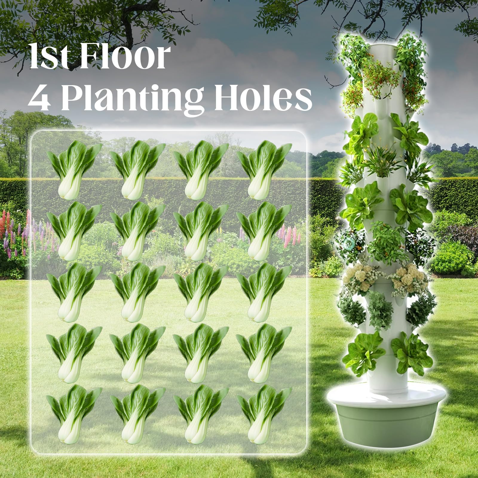 Système de culture hydroponique pour 20 plantes - Tour verticale d'intérieur pour économiser de l'espace - Culture sans sol d'herbes, fruits et légumes - Idéal pour les petits espaces