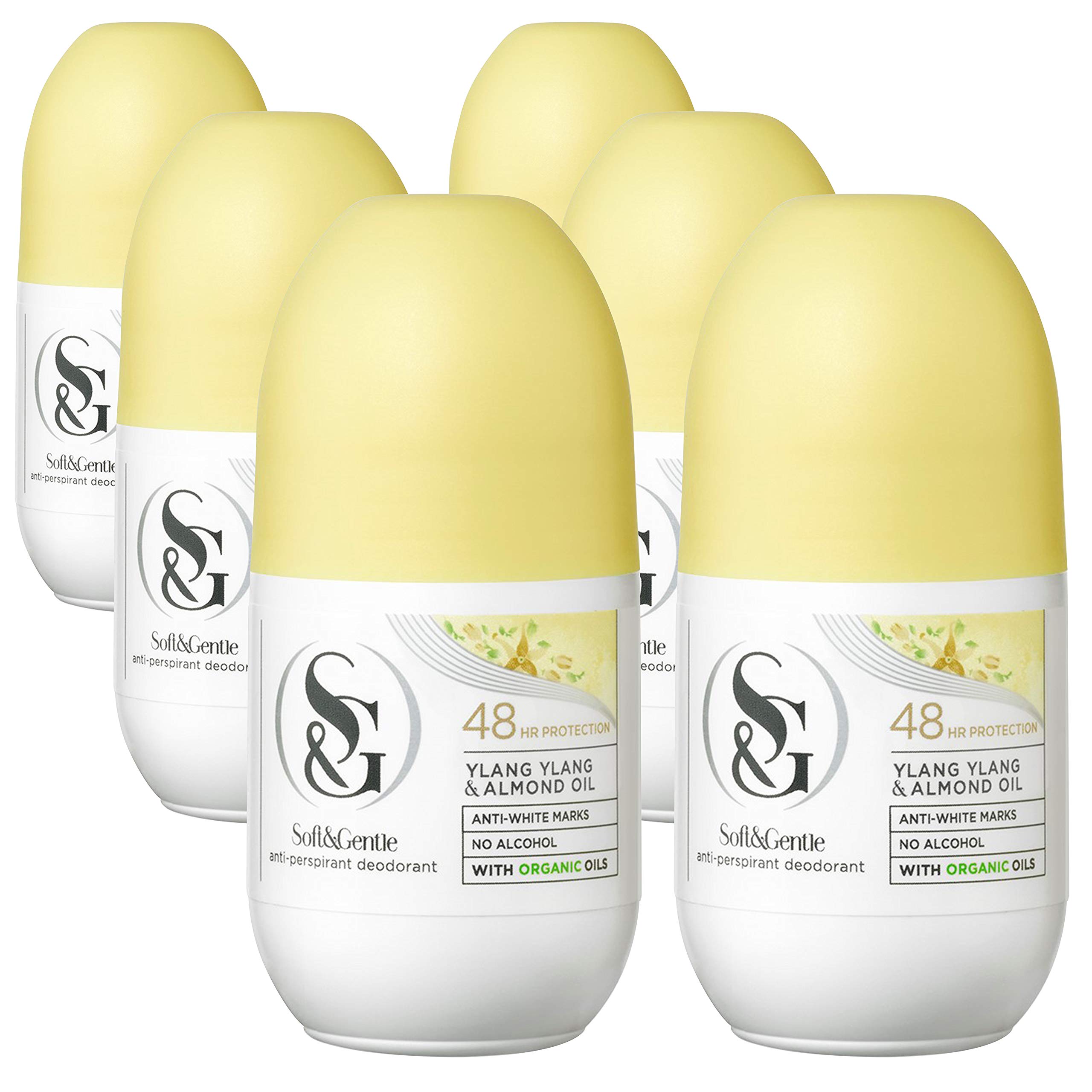 Soft & GentleAntiperspirant Deodorant Roll On 50ml | Ylang Ylang & Almond Oil | PACK OF 6