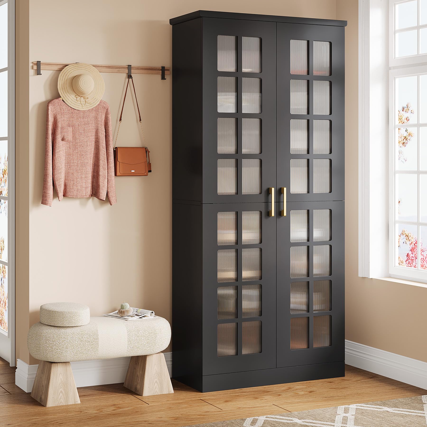 Tribesigns Tall Shoe Cabinet with Doors, 8-Tier Modern Shoe Storage Cabinet