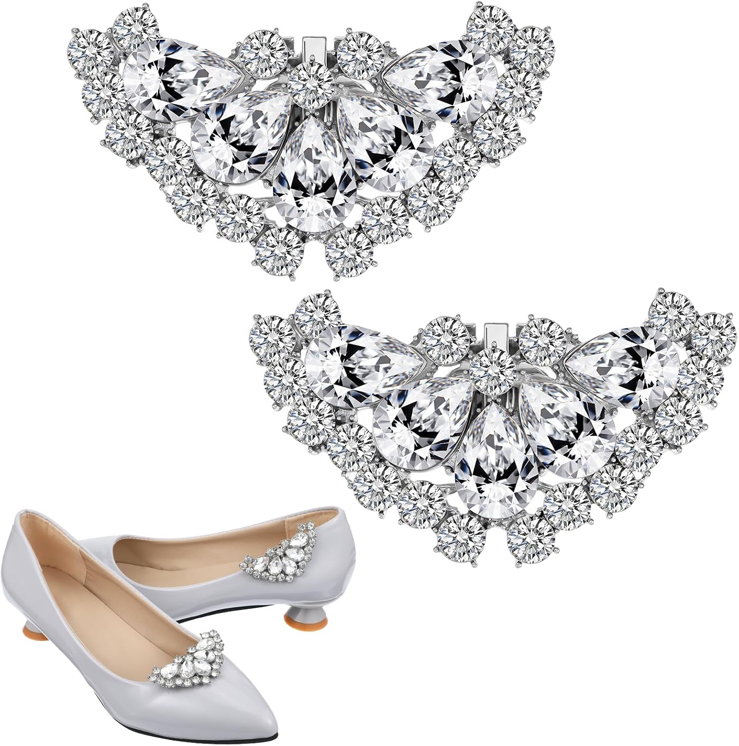 Amazon.com: Yuomeaz 2 PCS Rhinestone Shoe Clips, Silver Shoe Clips for